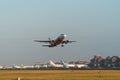 BALI/INDONESIA-JUNE 06 2019: Air Asia aircraft take off from Ngurah Rai International Airport-Bali in the morning