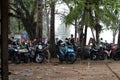 Scooters parking near the beach during a tropical rain Royalty Free Stock Photo