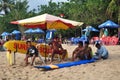 Balinese people beach rescue safe lifeguard on beach for protection and security travelers travel visit and swim playing at Kuta