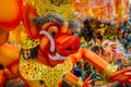 BALI, INDONESIA - MARCH 08, 2017: Impresive hand made structure od red evel face, which takes place on the even of Nyepi