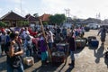 BALI/INDONESIA-MAY 15 2019: Fishermen who have finished fishing immediately sell their catch. They queued to be weighed by the Royalty Free Stock Photo