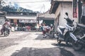 BALI, INDONESIA - MAY 23, 2018: Group of balinese schoolboys in a school uniform on the street in the village. Royalty Free Stock Photo