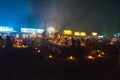 Sea food restaurants on Jimbaran beach in Bali, Indonesia Royalty Free Stock Photo