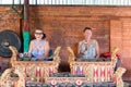 BALI, INDONESIA - MAY 5, 2017: Women playing on Traditional Balinese music instrument gamelan. Bali island, Indonesia. Royalty Free Stock Photo