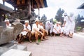 Bali, Indonesia-Nov 08, 2012: Balinese pray inside the temple in Bali