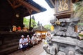 Bali, Indonesia-Nov 08, 2012: Balinese pray inside the temple in Bali