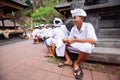 Bali, Indonesia-Nov 08, 2012: Balinese pray inside the temple in Bali