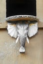 Bali, Indonesia 8 OCT 2018. Wooden elephant head window jamb decoration