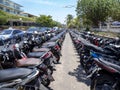 Crowded motorcycle parking lot Kuta  Legian Bali, October 11 2019,  Bali, Indonesia Royalty Free Stock Photo