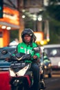 BALI, INDONESIA - OCTOBER 12, 2017: Scooters on the Legian street, Kuta, Bali, Indonesia. Motorbike traffic. Royalty Free Stock Photo