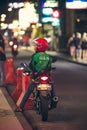 BALI, INDONESIA - OCTOBER 12, 2017: Scooters on the Legian street, Kuta, Bali, Indonesia. Motorbike traffic. Royalty Free Stock Photo