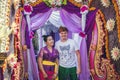 BALI, INDONESIA - OCTOBER 23, 2017: Woman and man Wedding ceremony, balinese wedding. Royalty Free Stock Photo