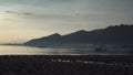 Bali Indonesia, Panarama of the sea of mountains of beach and coast during rising of the sun