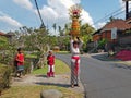 Bali, Indonesia - 12th december 2019: Balinese woman on her way to do puja in the temple on Bali Indonesia