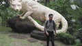 Bali Island, Country Indonesia 03/15/2020. A man watches a landmark in the form of a sculpture of the animal Luwak from the island