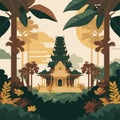 Bali Hindu Temple Nyepi Silent Day Indonesia Island Vector Flat Illustration