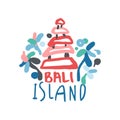 Bali island summer vacation colorful travel logo