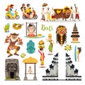 Bali landmarks vector icons set. Illustrated travel collection Royalty Free Stock Photo