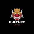 Bali mask barong culture colorful logo design vector