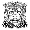 Bali Mask Illustrations on black and white.