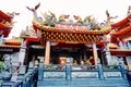 A beautiful temple in New Taipei in a raining day in winter