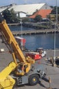 Bali, November 2022. drilling material on the maindeck of the ship are loaded with cargo to support the offshore drilling process