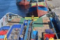 Bali, November 2022. drilling material on the maindeck of the ship are loaded with cargo to support the offshore drilling process