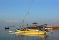 Bali Outrigger Fishing Boats at Down, Sanur Indonesia. Royalty Free Stock Photo