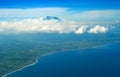 Bali seashore Agung volcano aerial Royalty Free Stock Photo