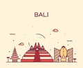 Bali skyline trendy vector illustration linear