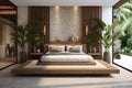 Bali style luxury villa resort interior with green plants Royalty Free Stock Photo