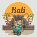 Bali tourism cartoon Ilustration available in vector format