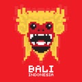 Bali traditional mask pixel art vector card