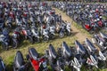 Motorbike parking on the street on island Bali, Indonesia Royalty Free Stock Photo