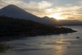 Bali volcano and sunset, Bali island