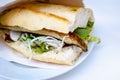 Balik Ekmek, Turkish fish sandwitch with mackerel, popular street food in Istanbul, Turkey