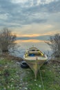 Balikesir Lake Manyas at sunset boats reflection Royalty Free Stock Photo