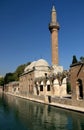 Balikligol Lake and Rizvaniye Mosque in the historical part of the city of Sanliurfa in Turkey