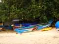 A balinese boat on sand