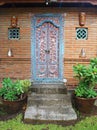 Balinese carved wood door Royalty Free Stock Photo