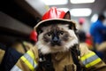 Balinese Cat Dressed As A Fireman At Work