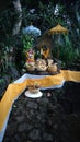 Balinese ceremony in rama shita statue at lovina bali. 