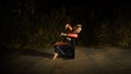 a Balinese dancer looks graceful when moving his hands and feet on stage very agilely Royalty Free Stock Photo