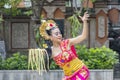Balinese dancer showing a dance in the temple Royalty Free Stock Photo