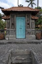 Blue door in balinese resort