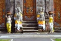 Balinese Ethnic Gateway Building With Guardian And Purification Statues Entering The Main Area Of Ulun Danu Beratan Temple