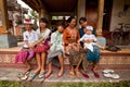 Balinese family befor the ceremonies of Oton Royalty Free Stock Photo