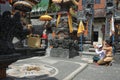 Balinese family celebrating Galungan Kuningan holidays in Bali Indonesia