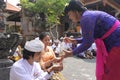 Balinese family celebrating Galungan Kuningan holidays in Bali Indonesia Royalty Free Stock Photo