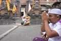 Balinese family celebrating Galungan Kuningan holidays in Bali Indonesia Royalty Free Stock Photo
